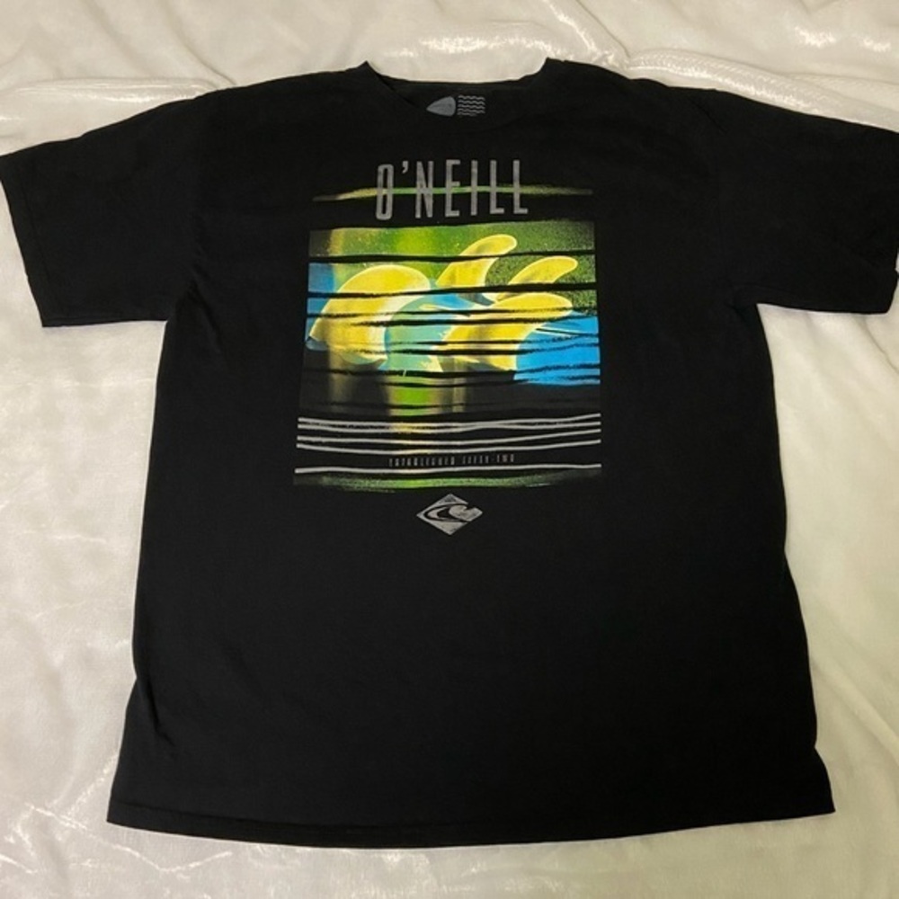O’Neill Black Short Sleeve Full Logo Print Large